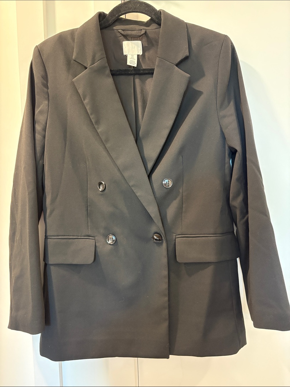 H & M Women's oversized Double-Breasted Black Blazer